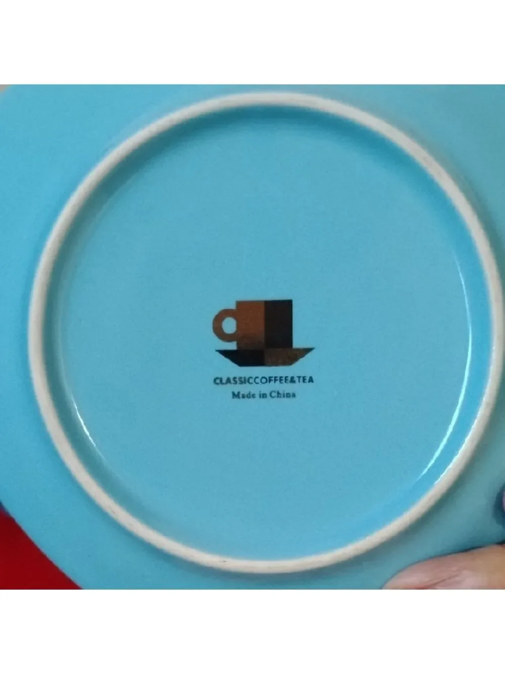 D- NWOT Blue Heart-Shaped Cup and Saucer Set